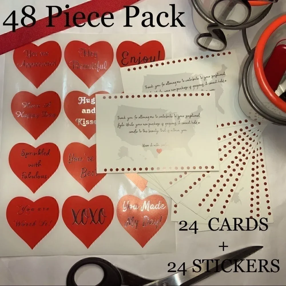 DELUX SUPPLY BUNDLE THANK YOU CARDS & XL STICKERS THANK YOU SMALL BUSINESS 48 PC